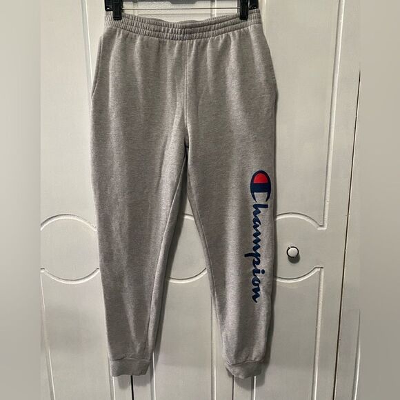 Champion Sweatpants Boys  XL Gray Jogger Logo Spell Out Tapered Stretch - Picture 1 of 9